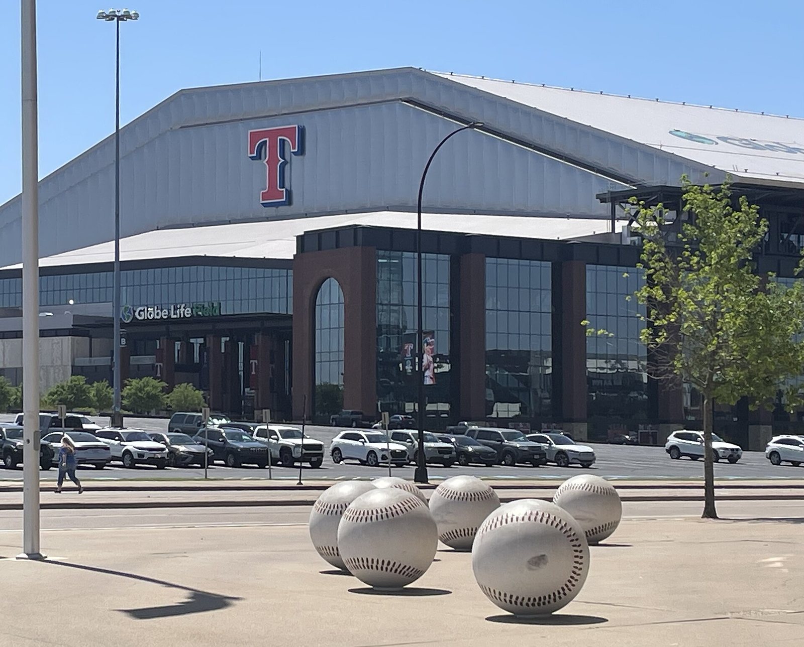 Exterior of Globe Life Field, the Rangers' ballpark in Arlington, Texas — illustrative, not a photo of Tuesday's game